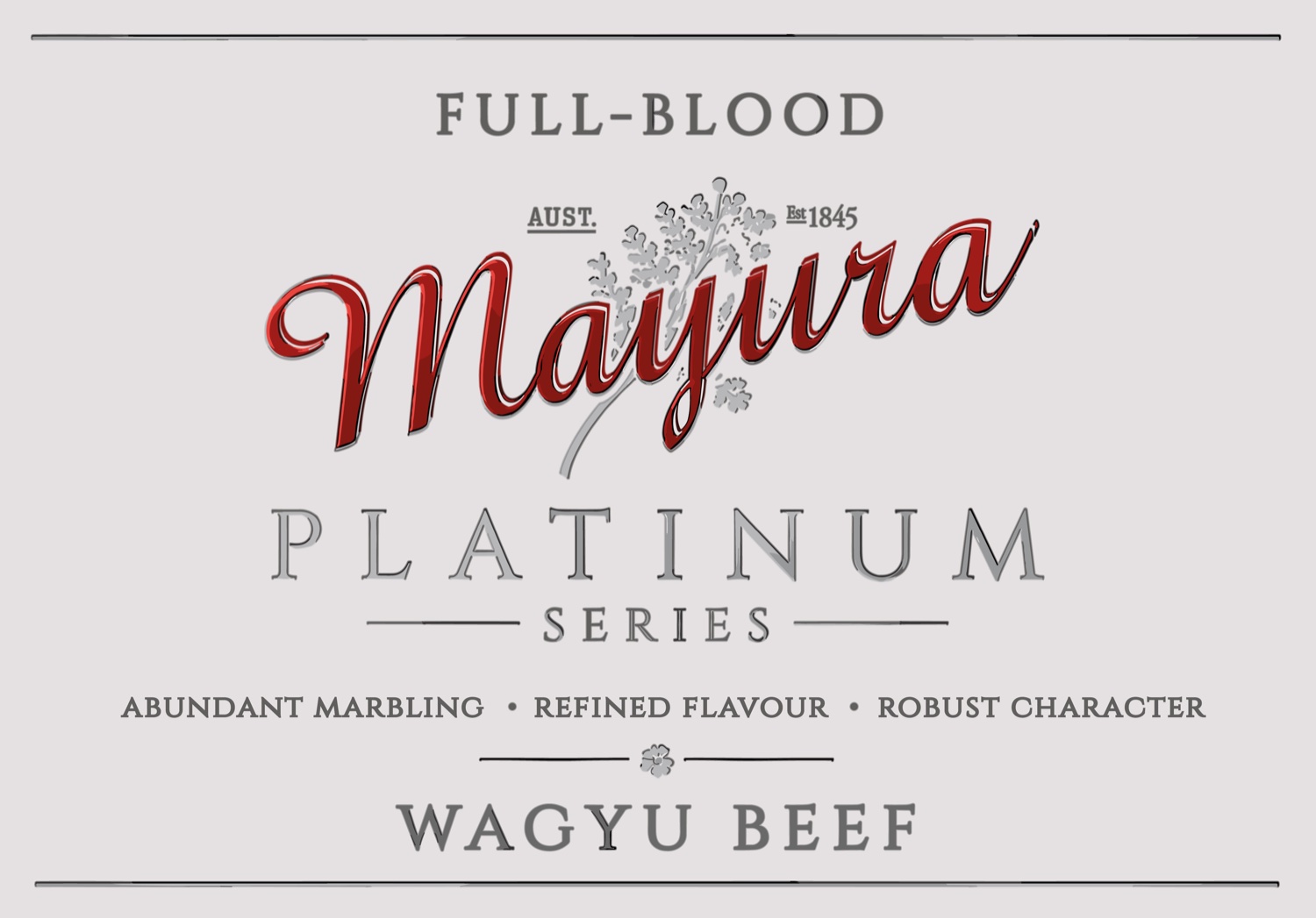 Mayura Platinum Series Full-Blood Wagyu label