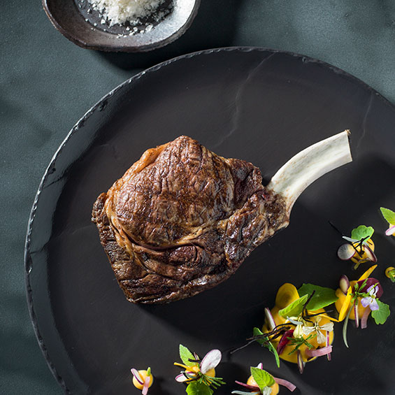 Plated Full-Blood Wagyu tomahawk at Mayura Wagyu Steakhouse