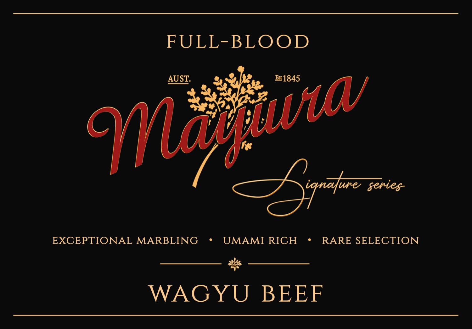 Mayura Signature Series Full-Blood Wagyu label