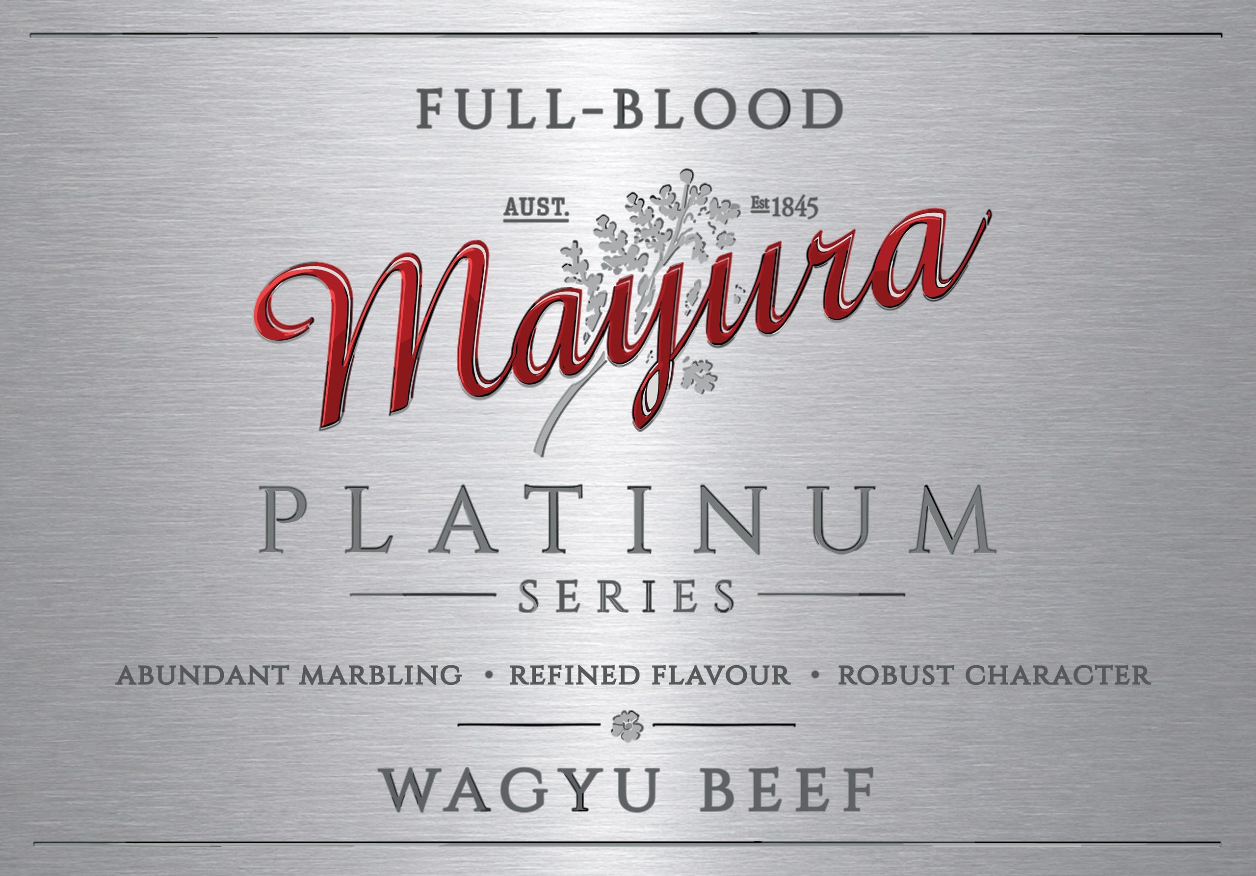 Mayura Platinum Series Full-Blood Wagyu label